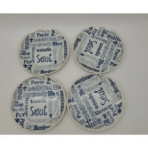 Gourmet's Choice Seymour Mann Cheese Plates Set of 4 Blue & White Appetizer
